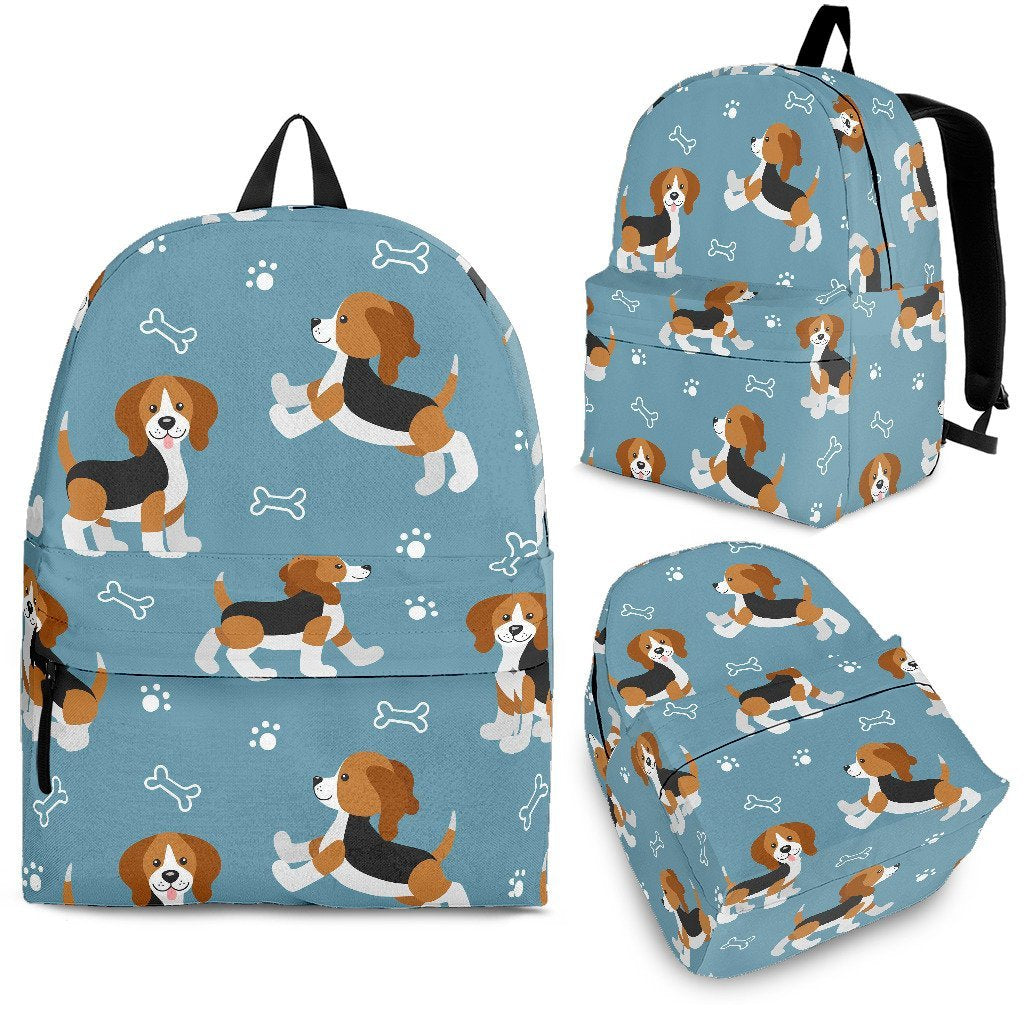 Beagle Paw Dog Bone Pattern Print Backpack-grizzshop