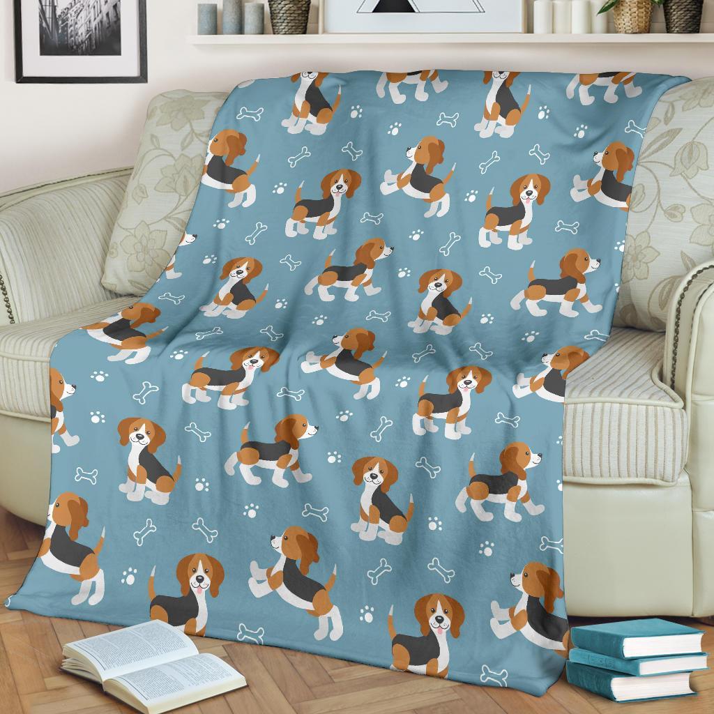 Beagle Paw Dog Bone Pattern Print Blanket-grizzshop