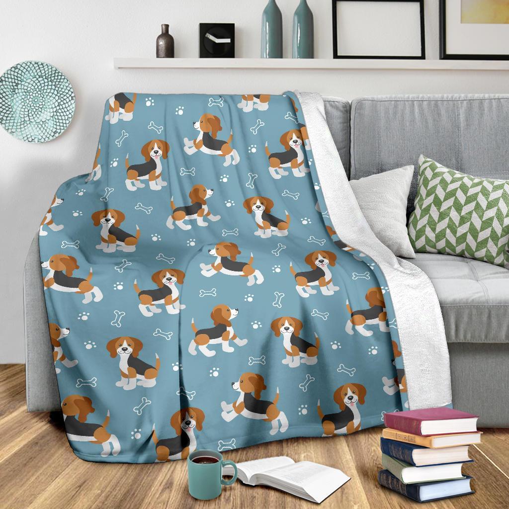 Beagle Paw Dog Bone Pattern Print Blanket-grizzshop