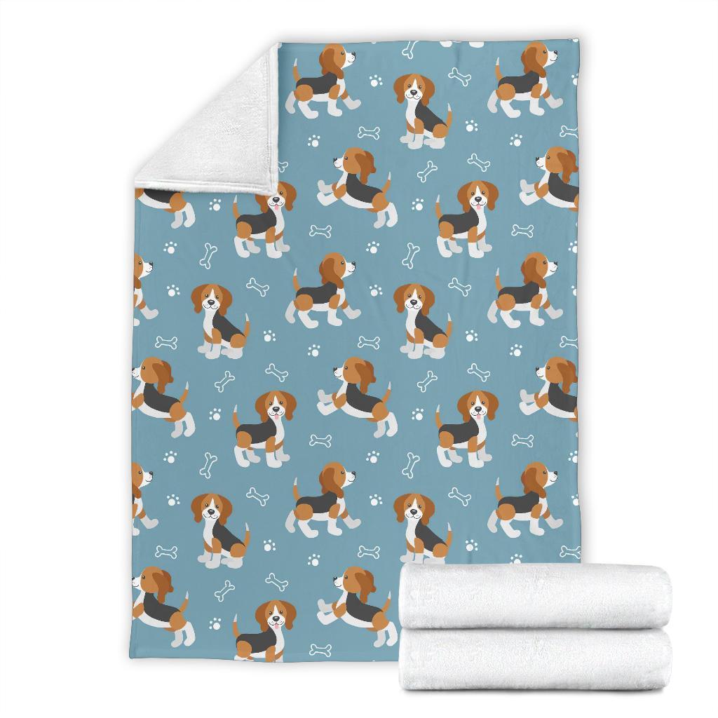 Beagle Paw Dog Bone Pattern Print Blanket-grizzshop