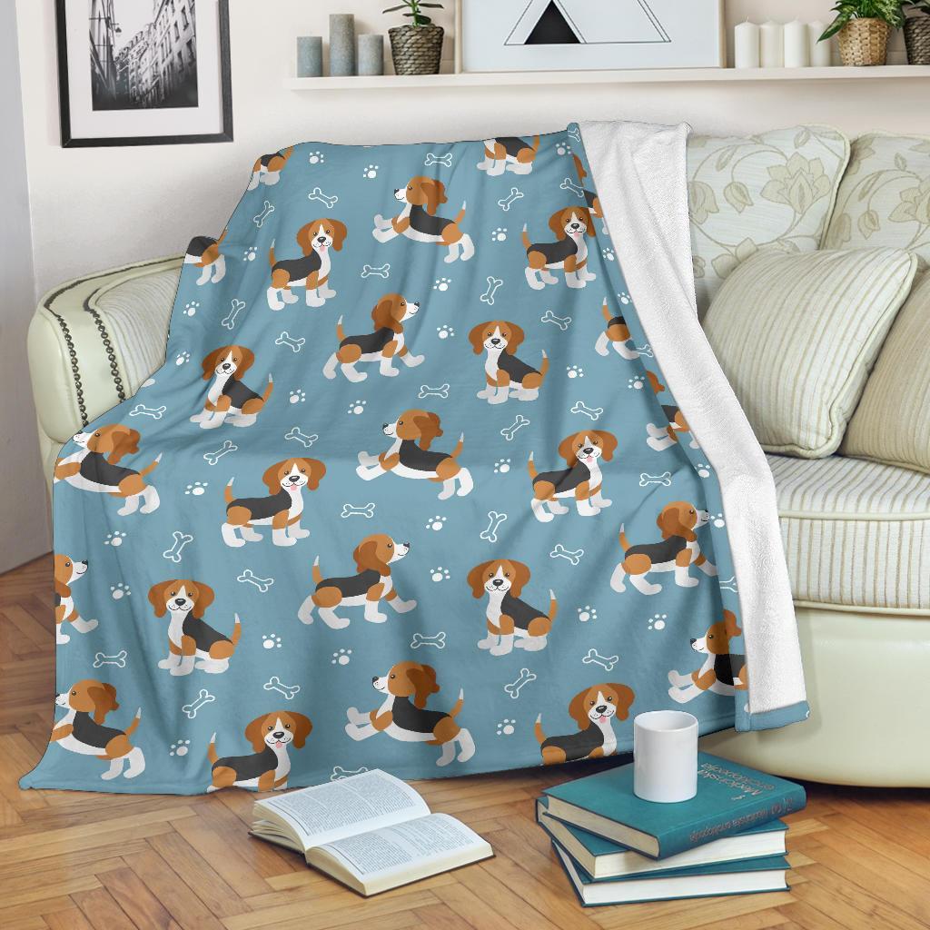 Beagle Paw Dog Bone Pattern Print Blanket-grizzshop