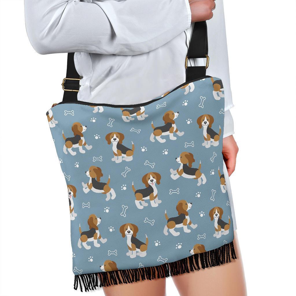 Beagle Paw Dog Bone Pattern Print Crossbody Bags-grizzshop