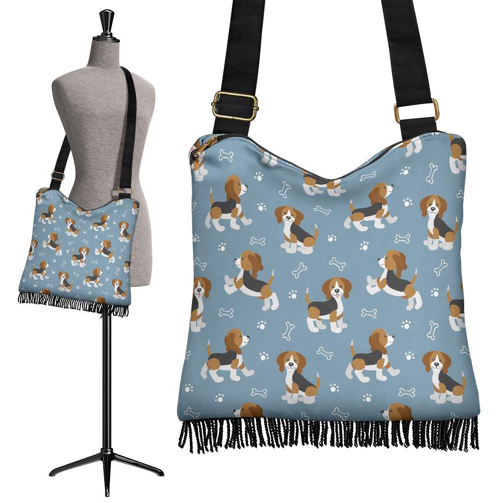 Beagle Paw Dog Bone Pattern Print Crossbody Bags-grizzshop