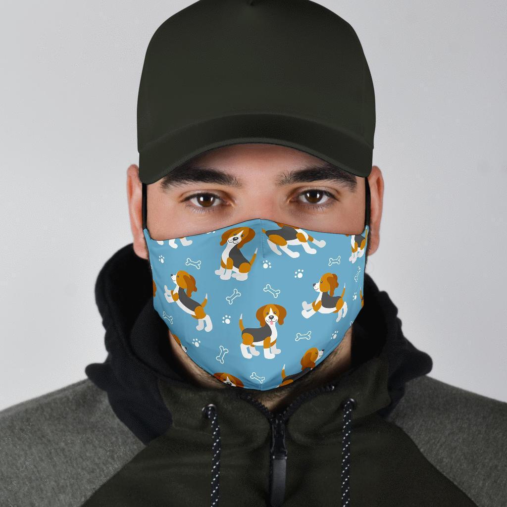 Beagle Paw Dog Bone Pattern Print Face Mask-grizzshop