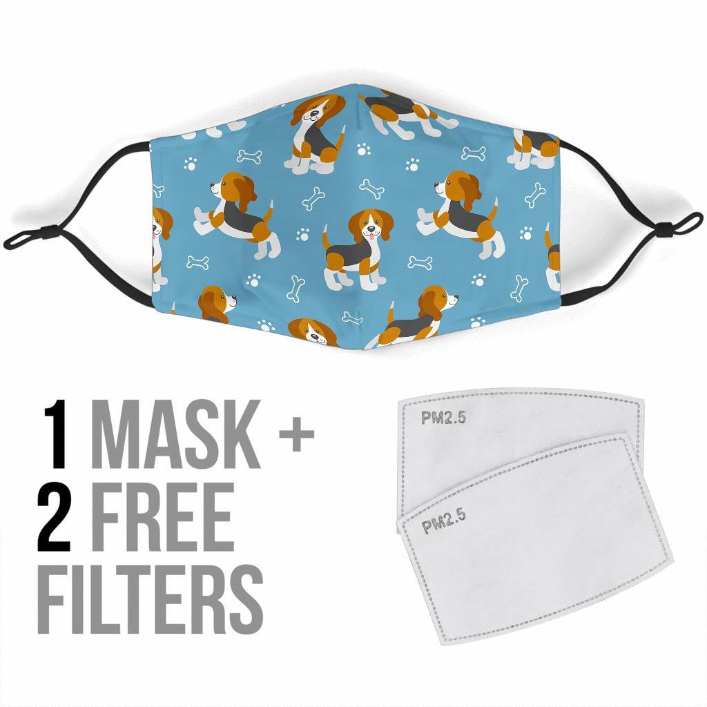 Beagle Paw Dog Bone Pattern Print Face Mask-grizzshop