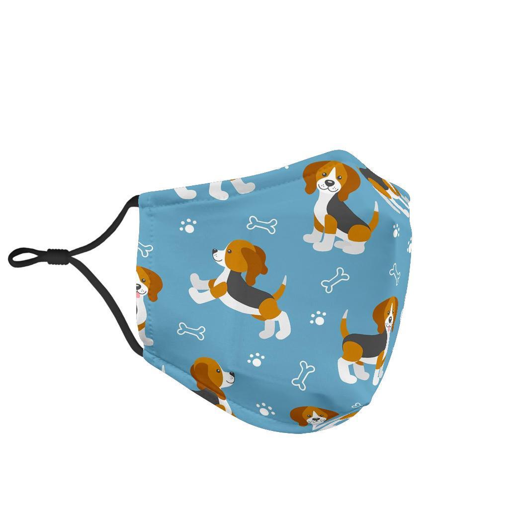 Beagle Paw Dog Bone Pattern Print Face Mask-grizzshop