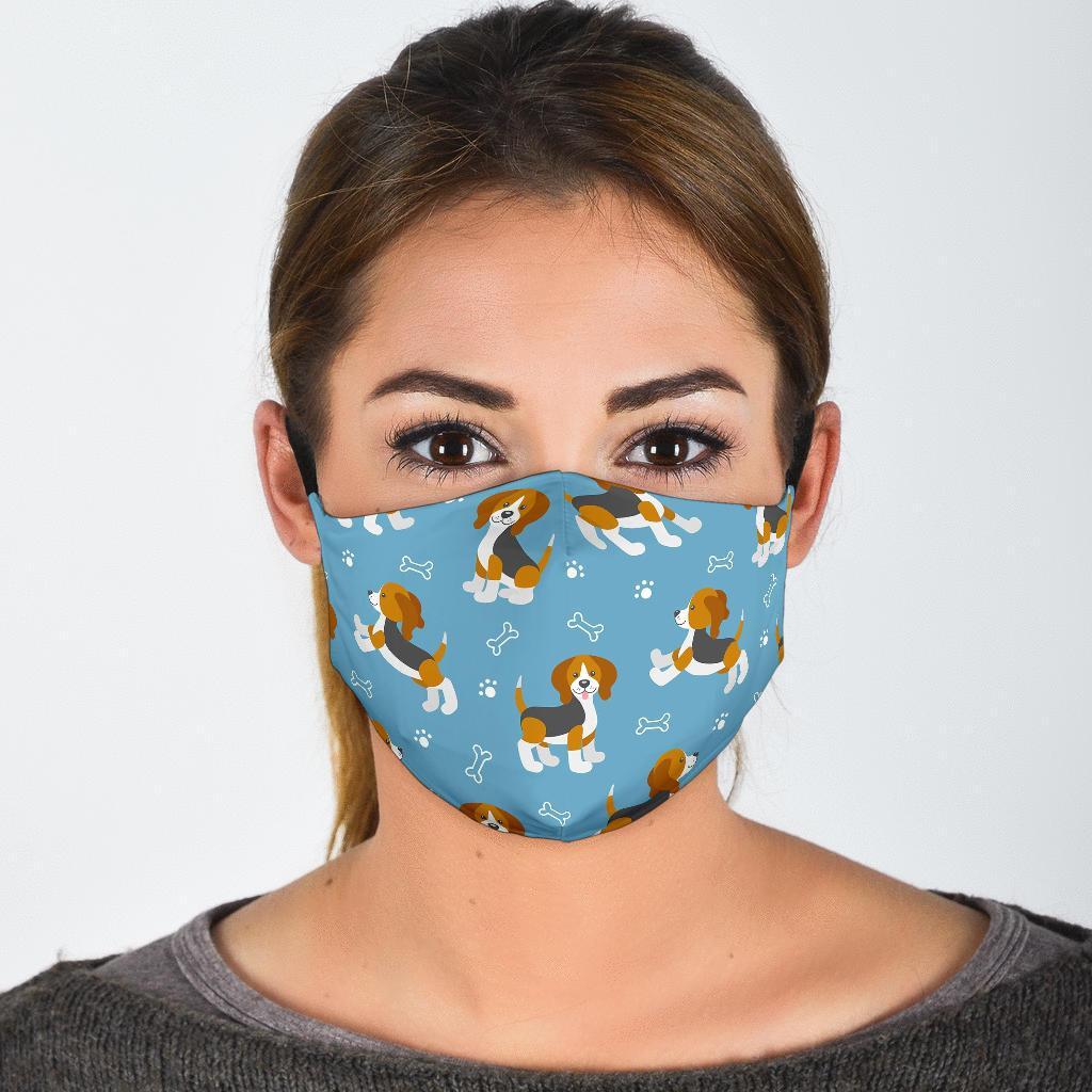 Beagle Paw Dog Bone Pattern Print Face Mask-grizzshop