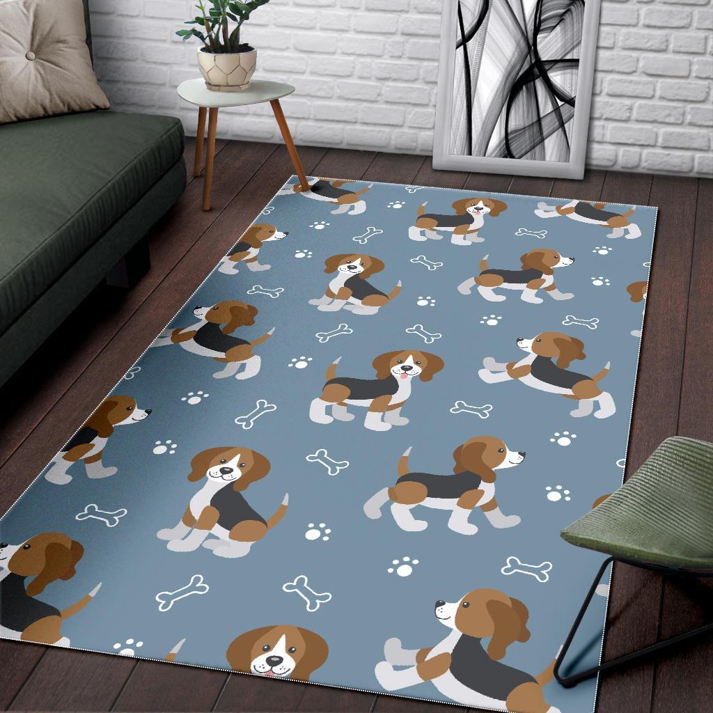 Beagle Paw Dog Bone Pattern Print Floor Mat-grizzshop