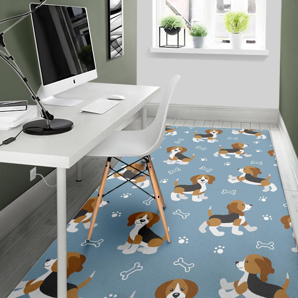 Beagle Paw Dog Bone Pattern Print Floor Mat-grizzshop