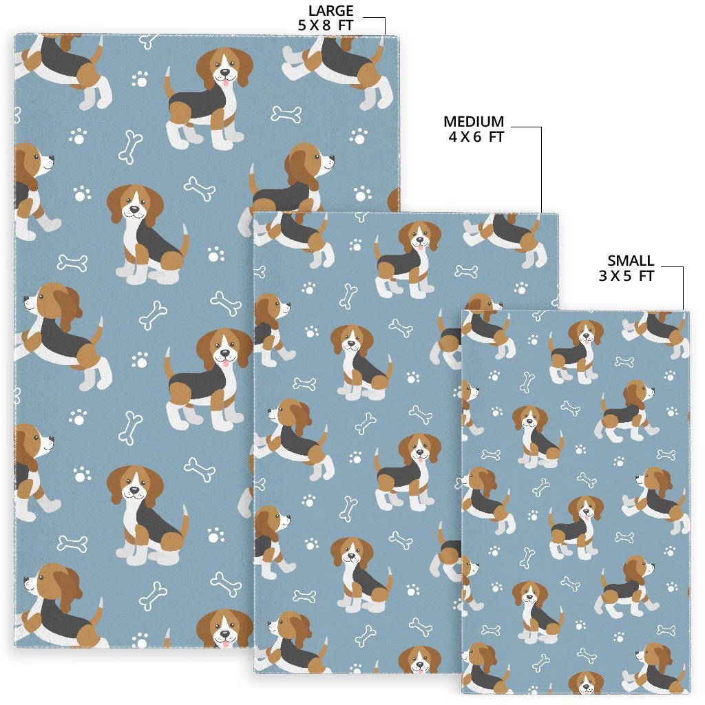 Beagle Paw Dog Bone Pattern Print Floor Mat-grizzshop