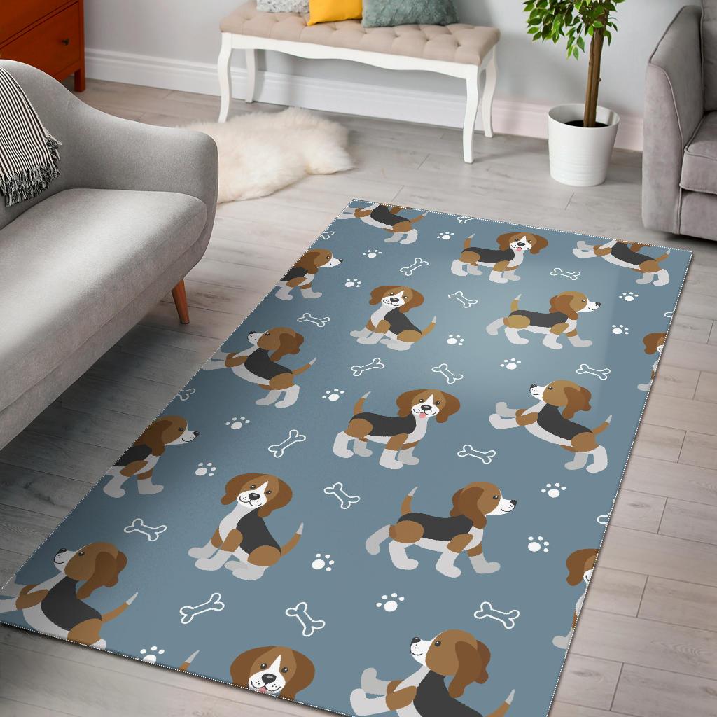 Beagle Paw Dog Bone Pattern Print Floor Mat-grizzshop