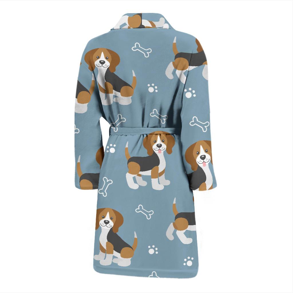 Beagle Paw Dog Bone Pattern Print Men Long Robe-grizzshop