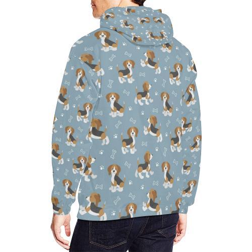 Beagle Paw Dog Bone Pattern Print Men Pullover Hoodie-grizzshop