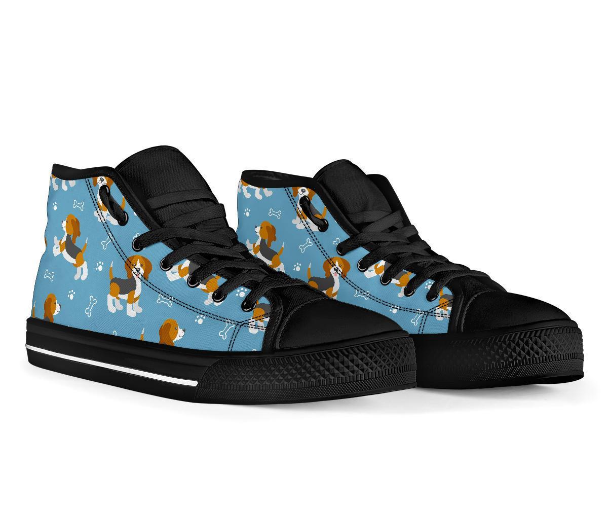 Beagle Paw Dog Bone Pattern Print Men Women's High Top Shoes-grizzshop