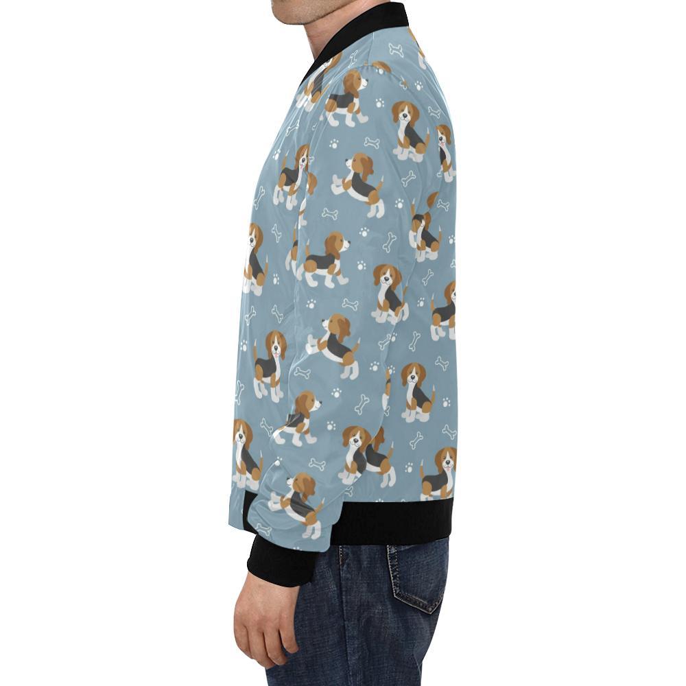 Beagle Paw Dog Bone Pattern Print Men's Bomber Jacket-grizzshop