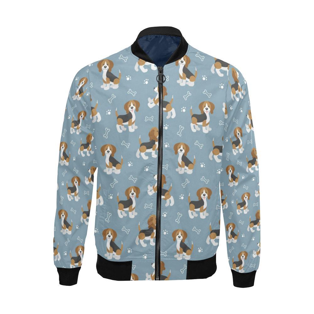 Beagle Paw Dog Bone Pattern Print Men's Bomber Jacket-grizzshop