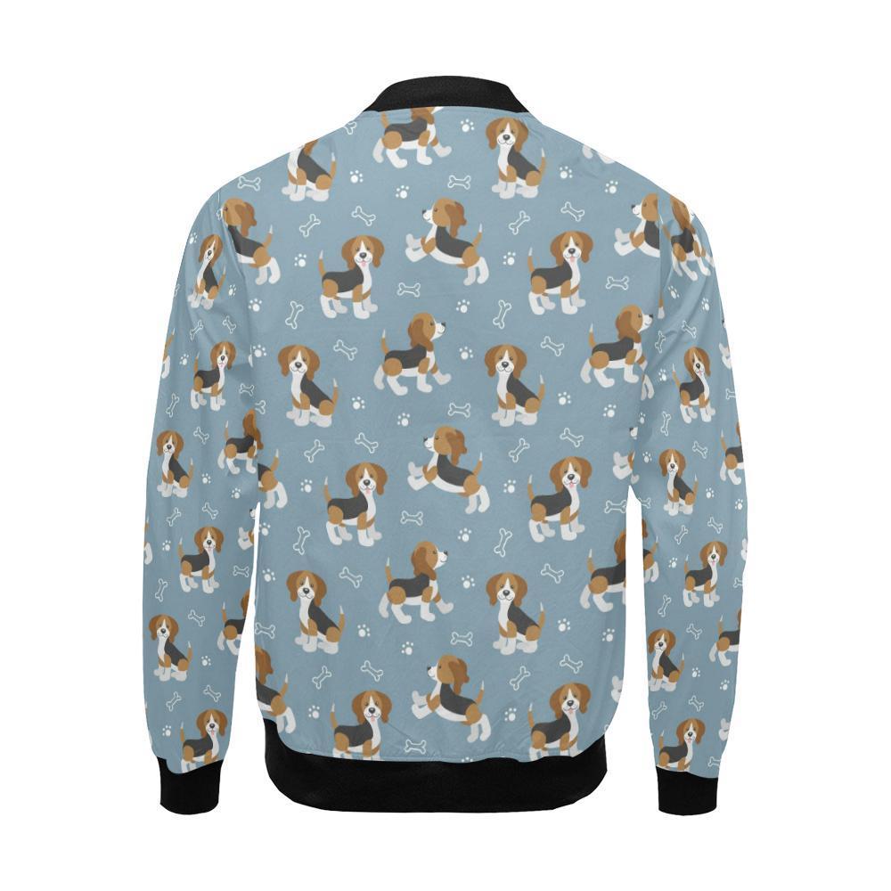 Beagle Paw Dog Bone Pattern Print Men's Bomber Jacket-grizzshop