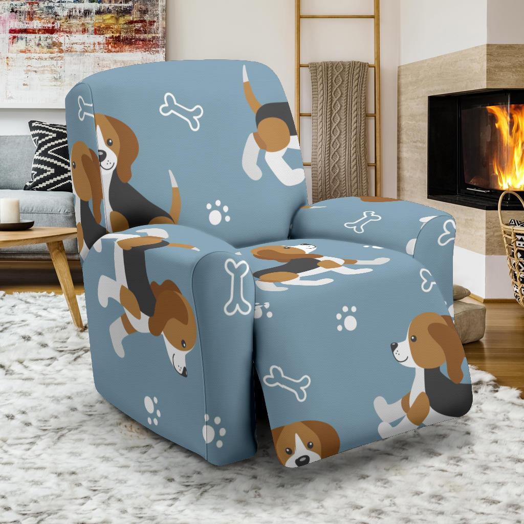 Beagle Paw Dog Bone Pattern Print Recliner Cover-grizzshop