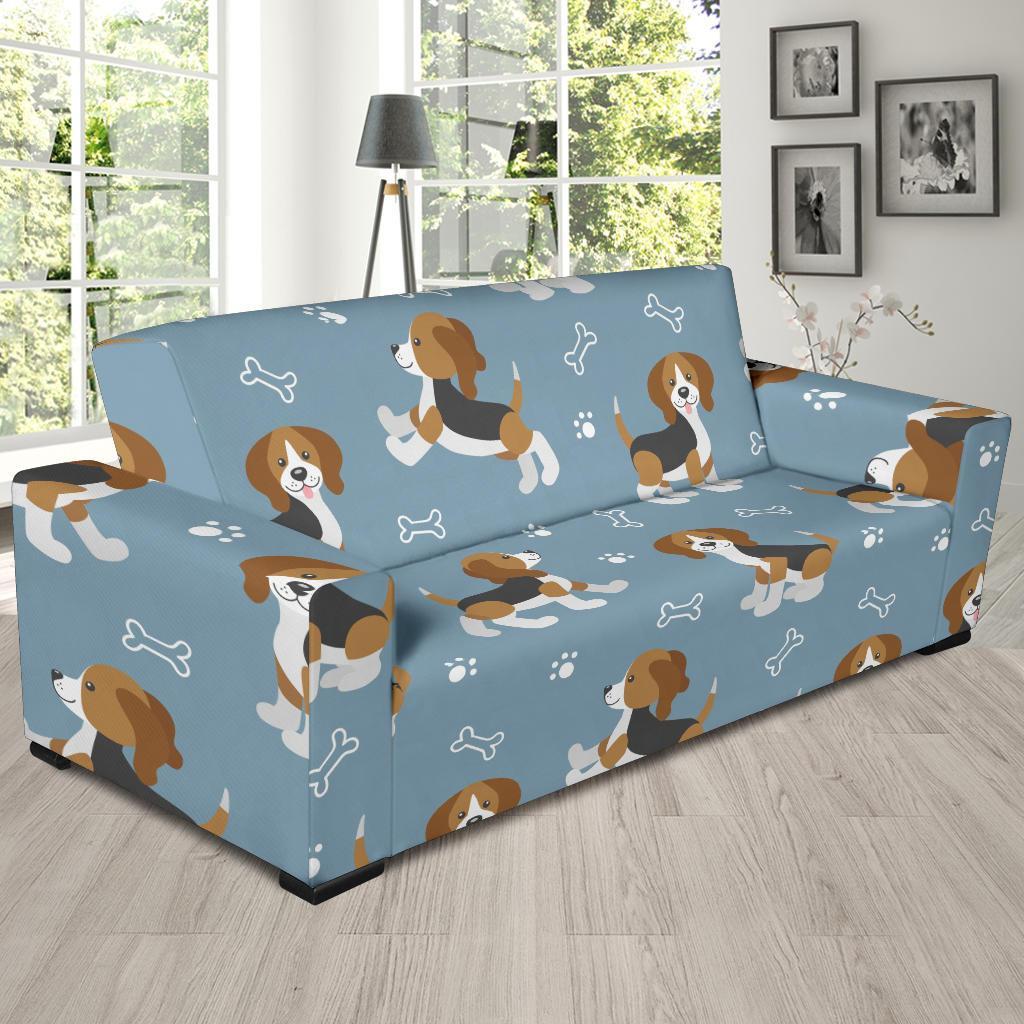 Beagle Paw Dog Bone Pattern Print Sofa Covers-grizzshop