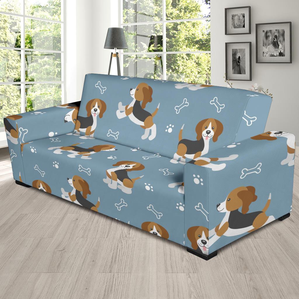 Beagle Paw Dog Bone Pattern Print Sofa Covers-grizzshop