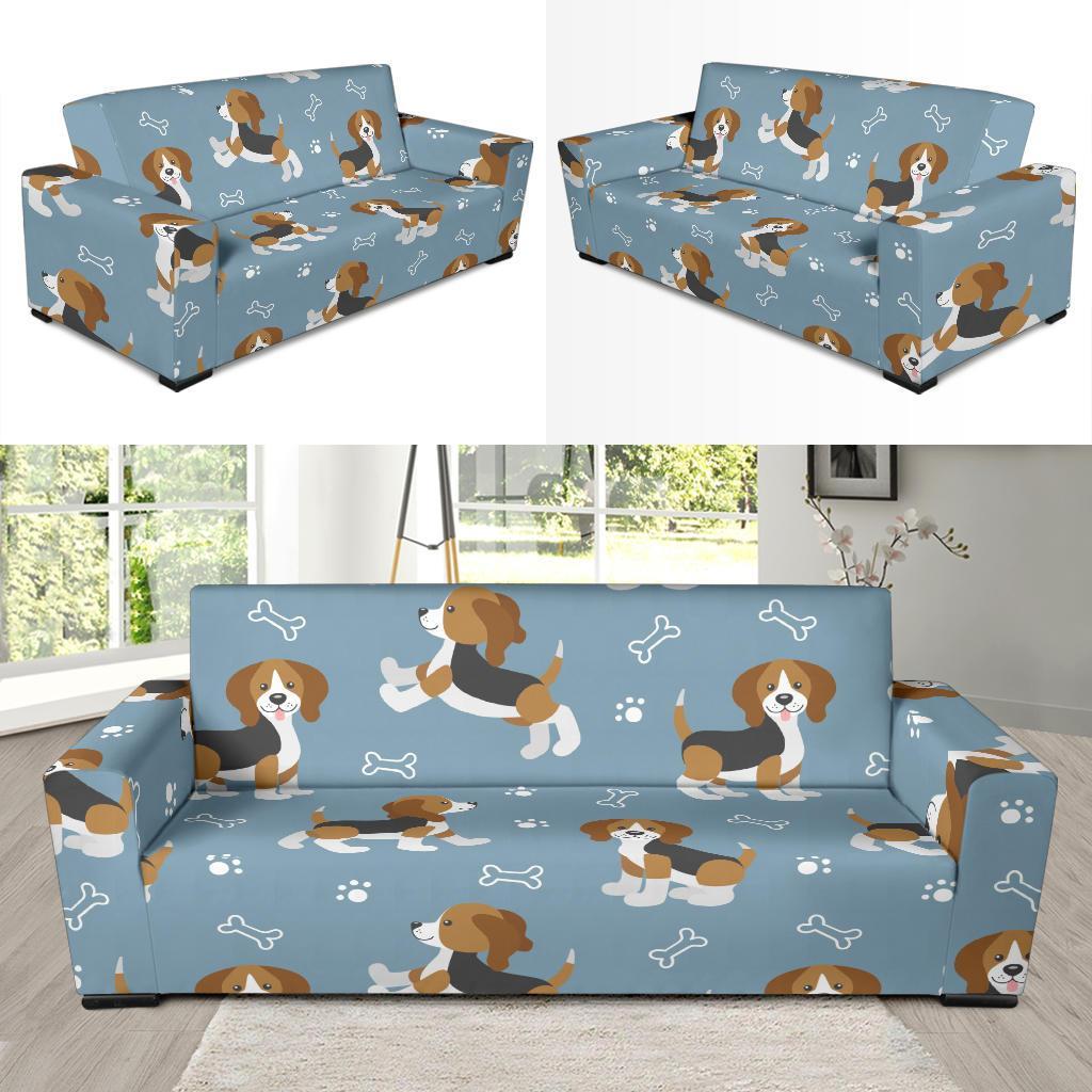 Beagle Paw Dog Bone Pattern Print Sofa Covers-grizzshop