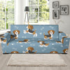 Beagle Paw Dog Bone Pattern Print Sofa Covers-grizzshop