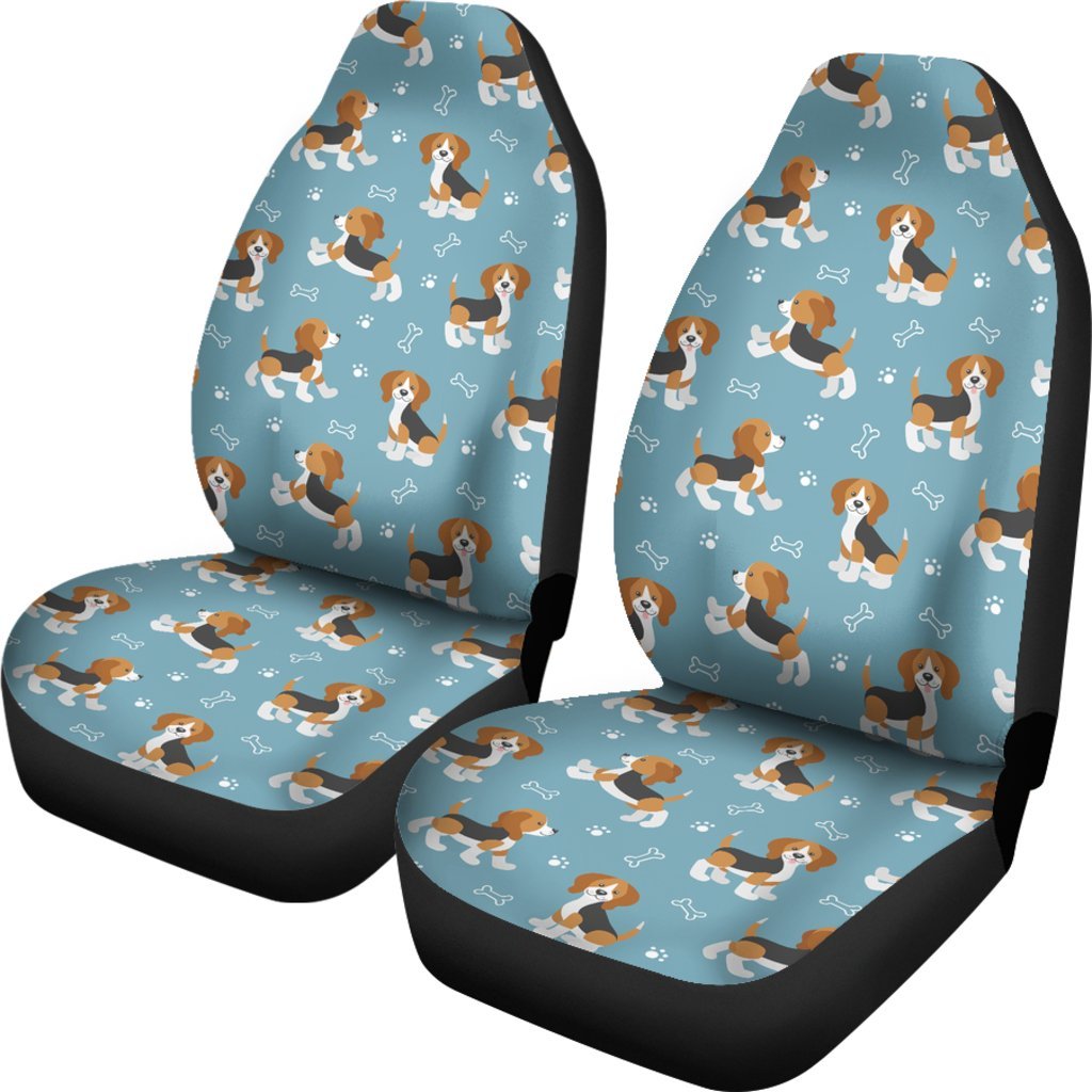 Beagle Paw Dog Bone Pattern Print Universal Fit Car Seat Cover-grizzshop