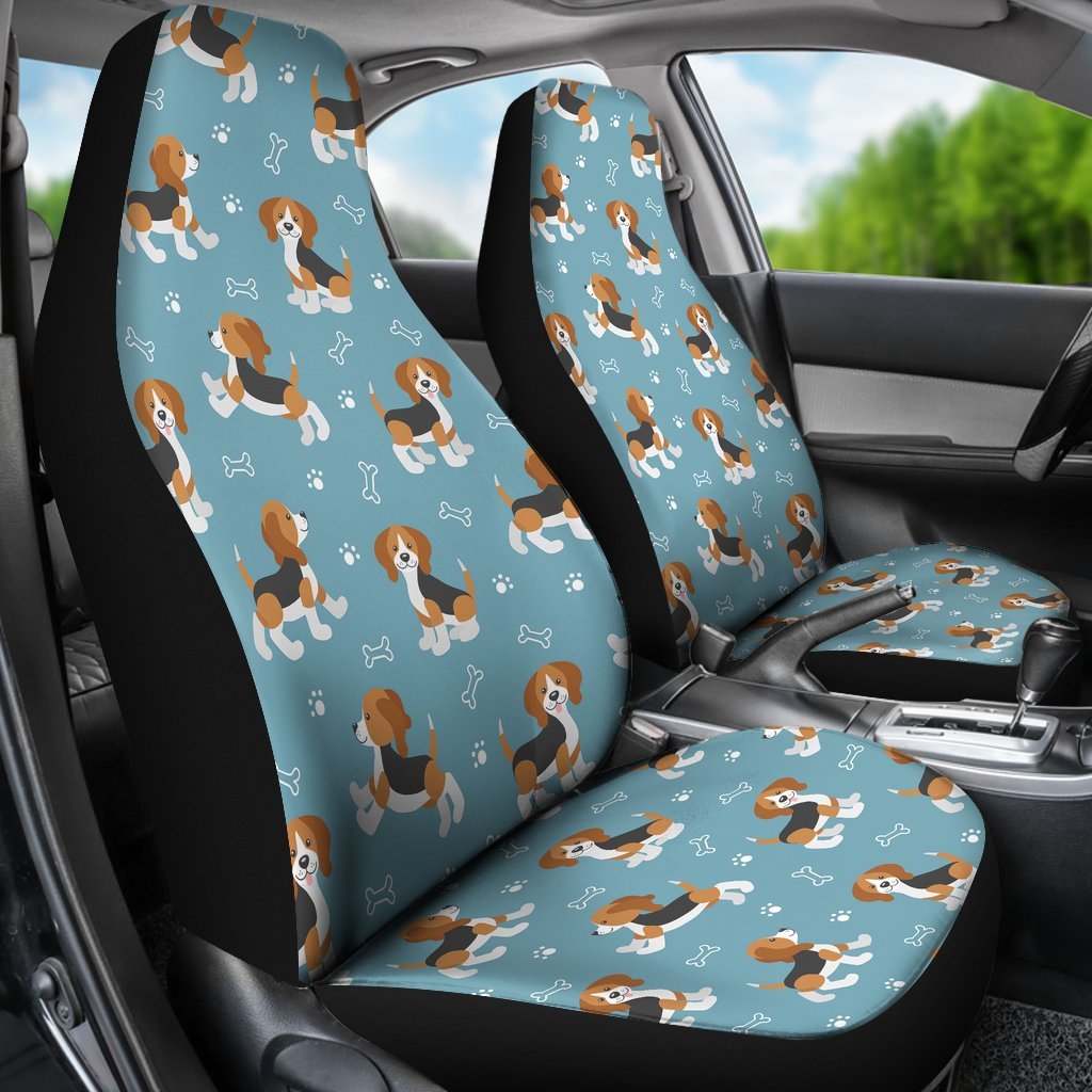 Beagle Paw Dog Bone Pattern Print Universal Fit Car Seat Cover-grizzshop