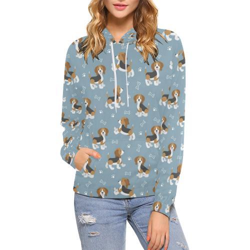 Beagle Paw Dog Bone Pattern Print Women Pullover Hoodie-grizzshop