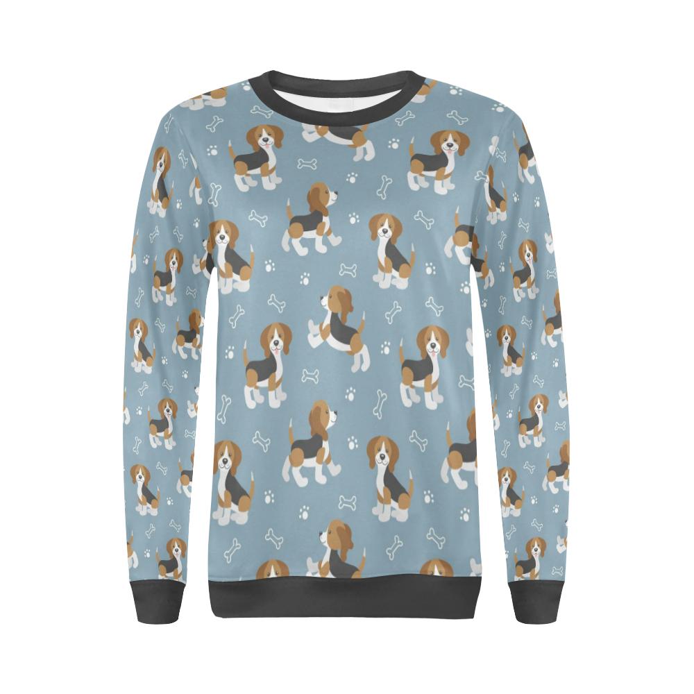 Beagle Paw Dog Bone Pattern Print Women's Sweatshirt-grizzshop