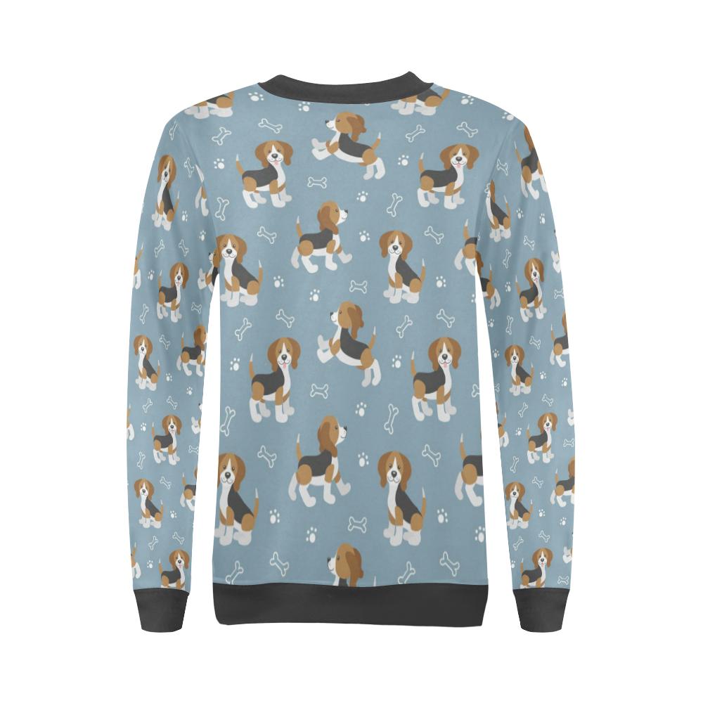 Beagle Paw Dog Bone Pattern Print Women's Sweatshirt-grizzshop