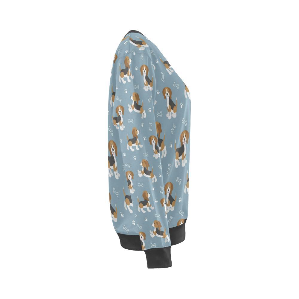 Beagle Paw Dog Bone Pattern Print Women's Sweatshirt-grizzshop