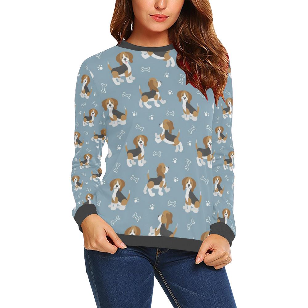 Beagle Paw Dog Bone Pattern Print Women's Sweatshirt-grizzshop