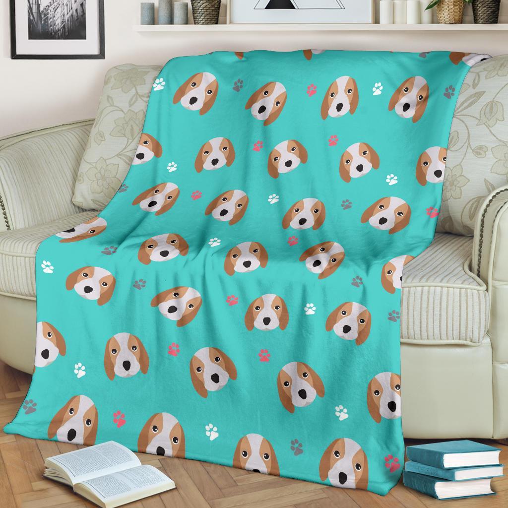 Beagle Paw Pattern Print Blanket-grizzshop