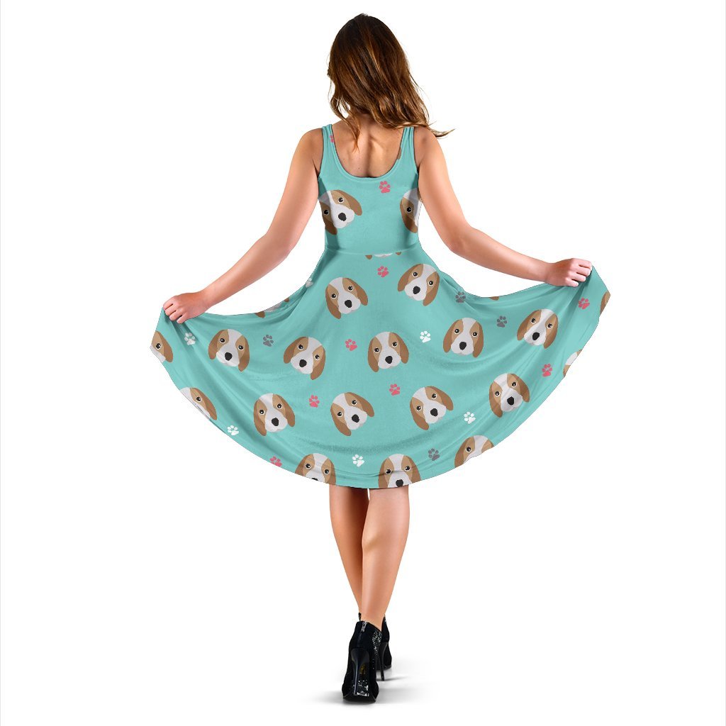 Beagle Paw Pattern Print Dress-grizzshop