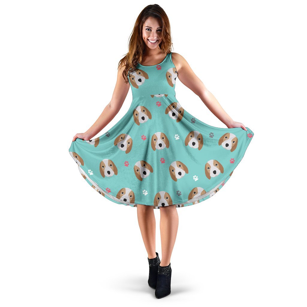 Beagle Paw Pattern Print Dress-grizzshop