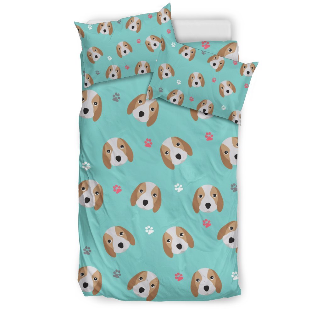 Beagle Paw Pattern Print Duvet Cover Bedding Set-grizzshop