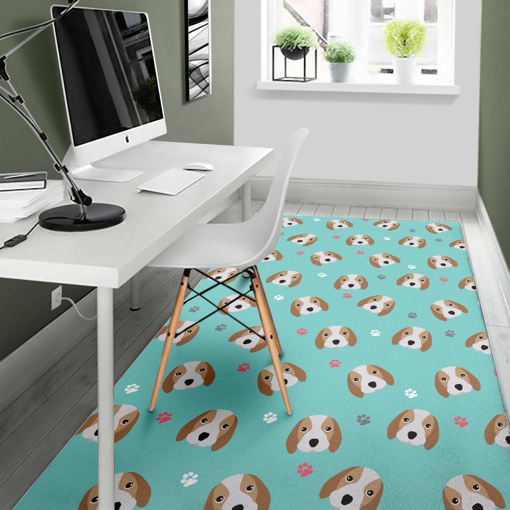 Beagle Paw Pattern Print Floor Mat-grizzshop