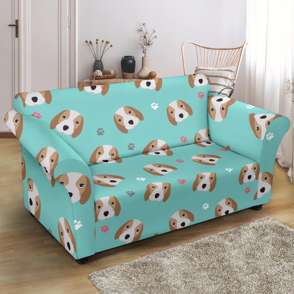 Beagle Paw Pattern Print Loveseat Cover-grizzshop