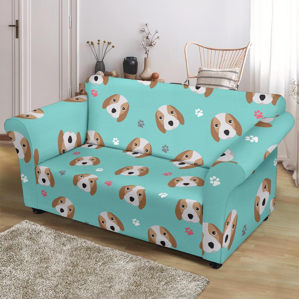 Beagle Paw Pattern Print Loveseat Cover-grizzshop