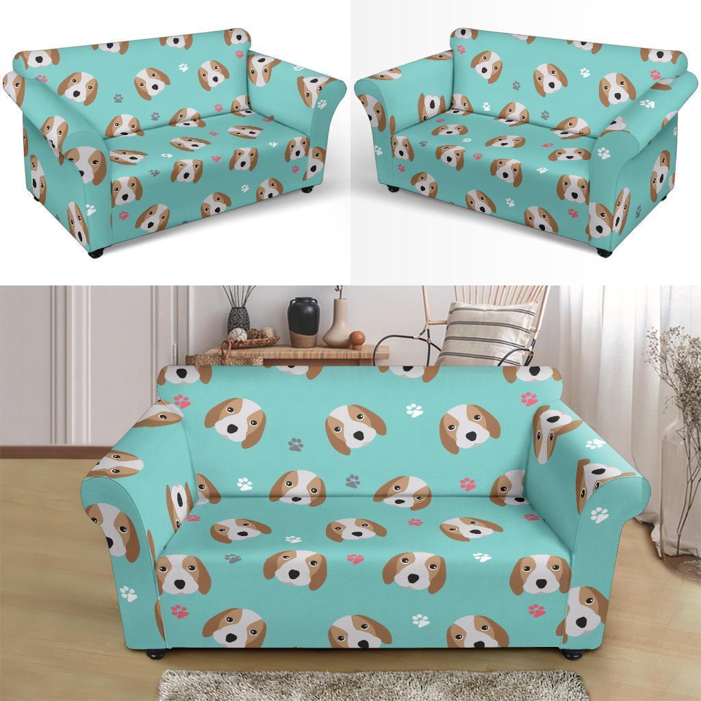 Beagle Paw Pattern Print Loveseat Cover-grizzshop