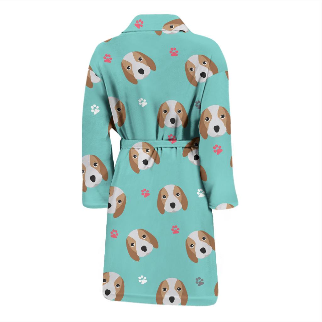 Beagle Paw Pattern Print Men Long Robe-grizzshop