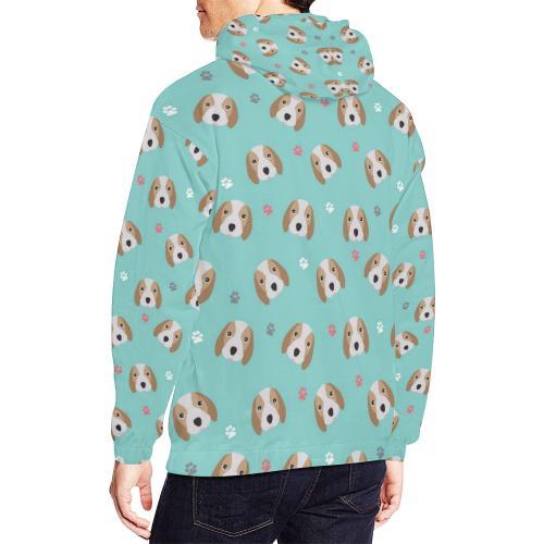 Beagle Paw Pattern Print Men Pullover Hoodie-grizzshop