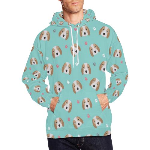 Beagle Paw Pattern Print Men Pullover Hoodie-grizzshop