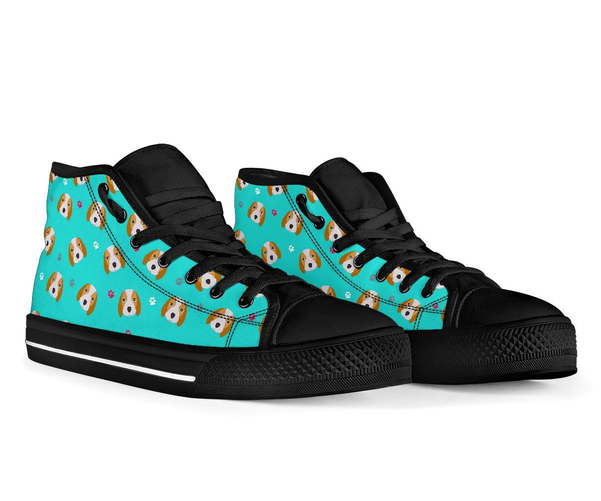 Beagle Paw Pattern Print Men Women's High Top Shoes-grizzshop