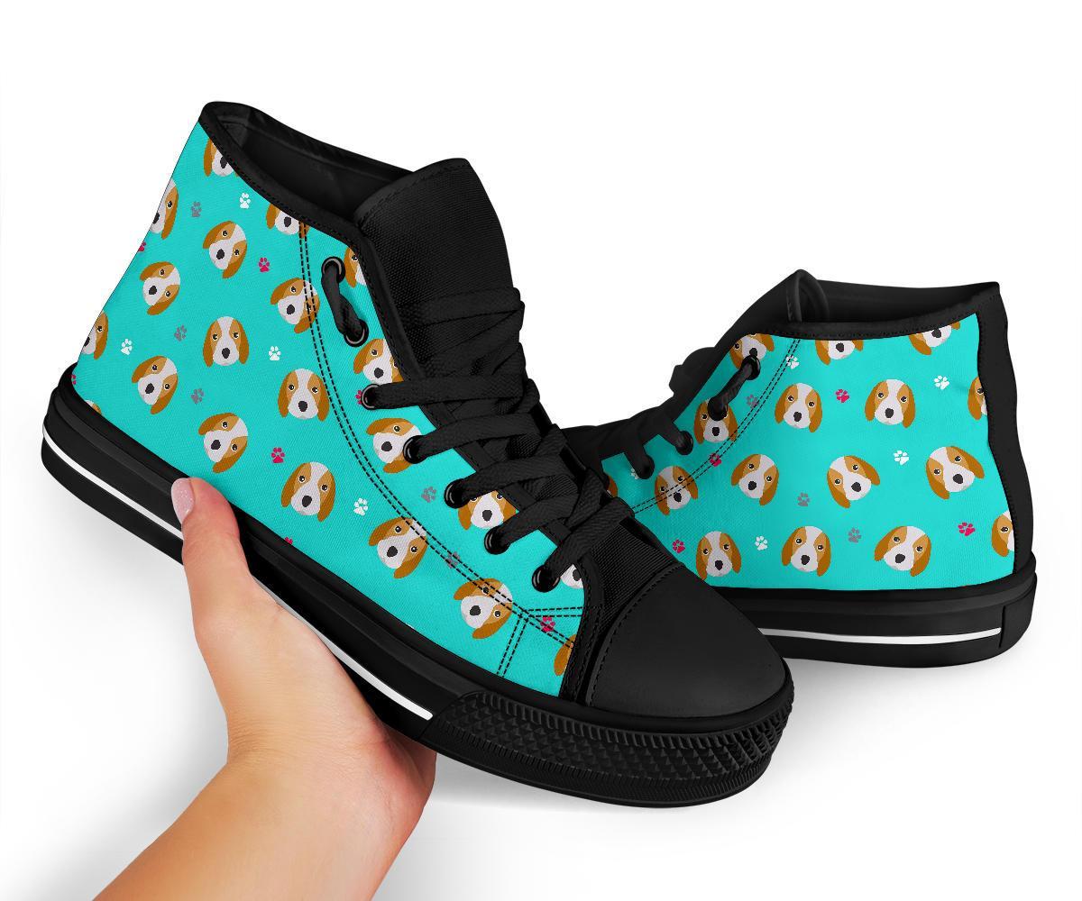 Beagle Paw Pattern Print Men Women's High Top Shoes-grizzshop