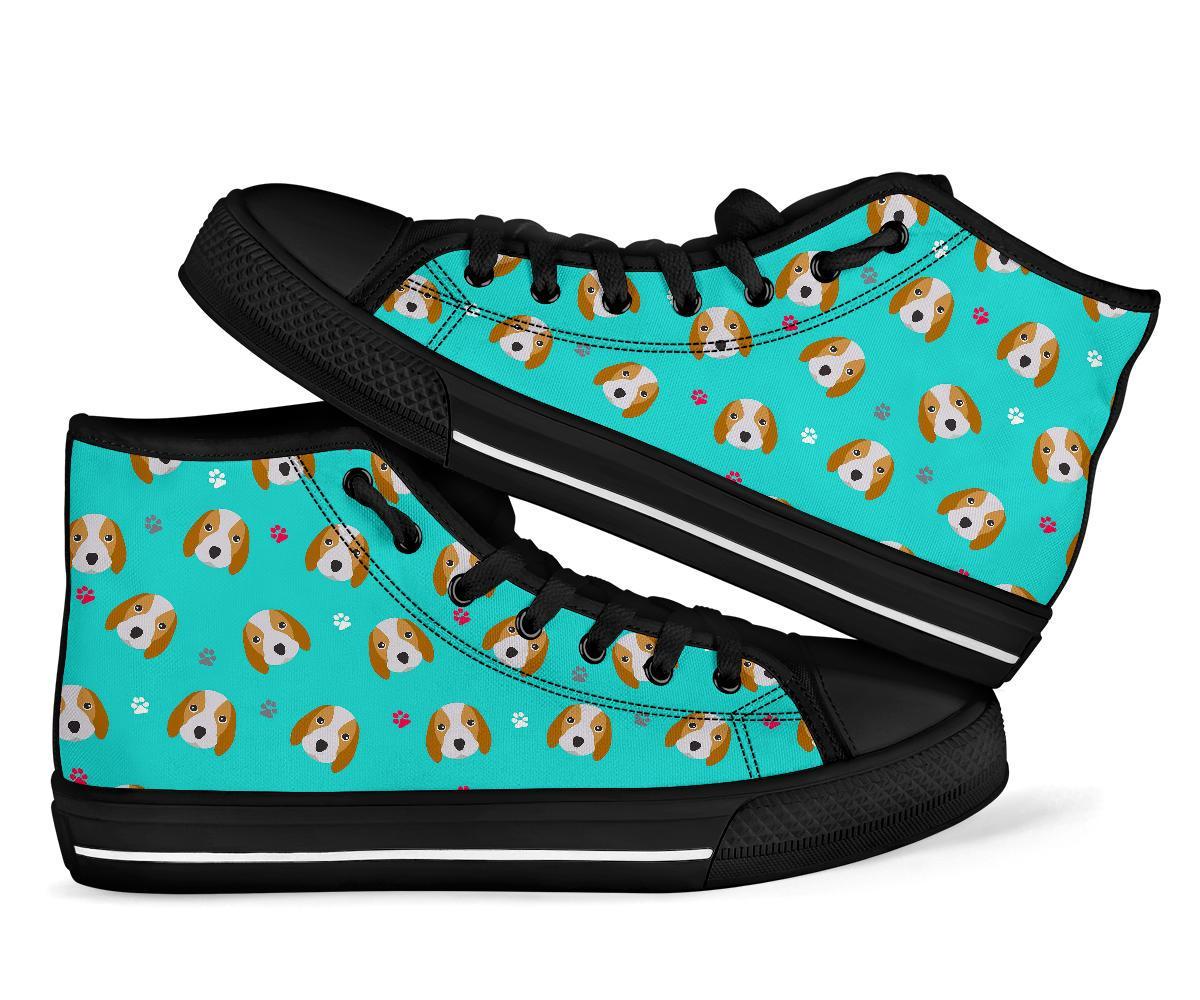 Beagle Paw Pattern Print Men Women's High Top Shoes-grizzshop