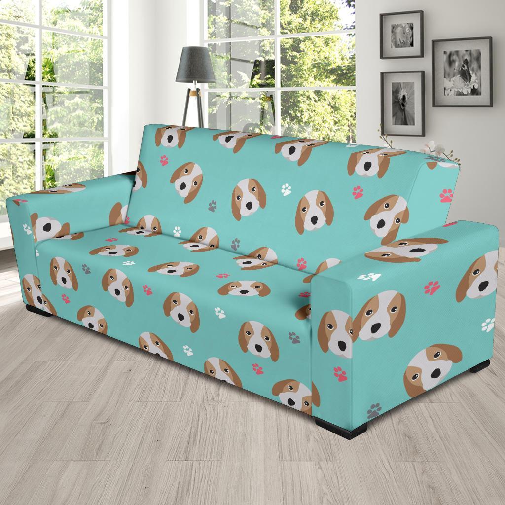 Beagle Paw Pattern Print Sofa Covers-grizzshop