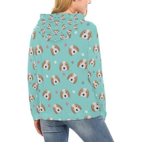 Beagle Paw Pattern Print Women Pullover Hoodie-grizzshop