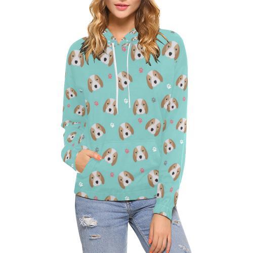 Beagle Paw Pattern Print Women Pullover Hoodie-grizzshop